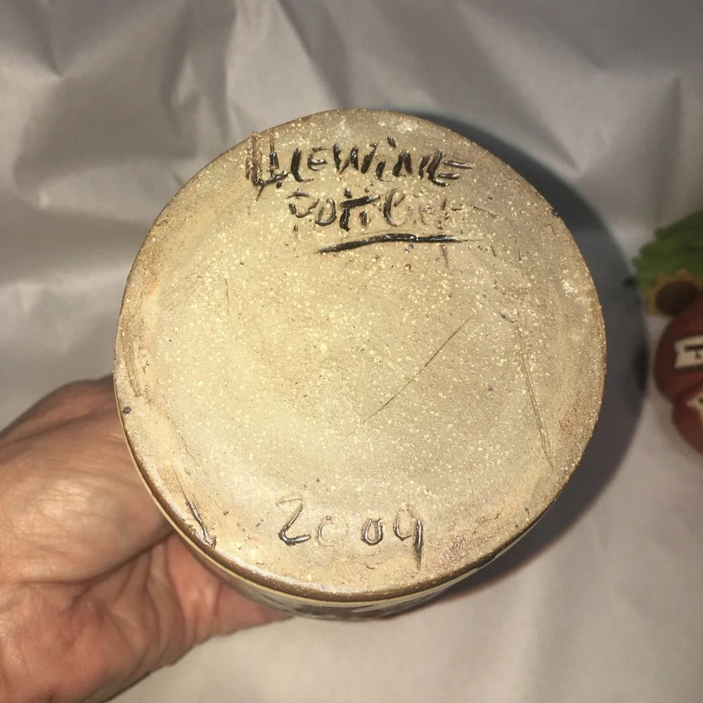 Pottery Jug Handmade Rare Signed Leaf Fall Decor H.‎ Lewine